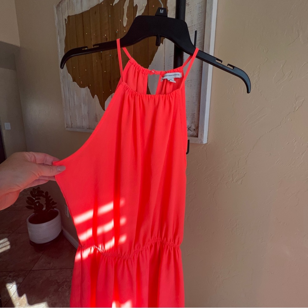 American Eagle womens halter top midi dress, gorgeous color- coral. Sz S/P - Picture 11 of 16